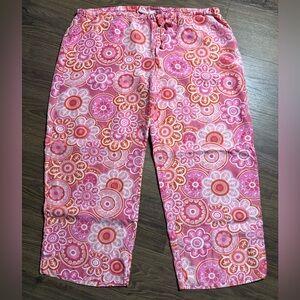 Victoria's Secret Y2K Women's Silk Pajama Pants Capri Size M Pink Floral Vintage